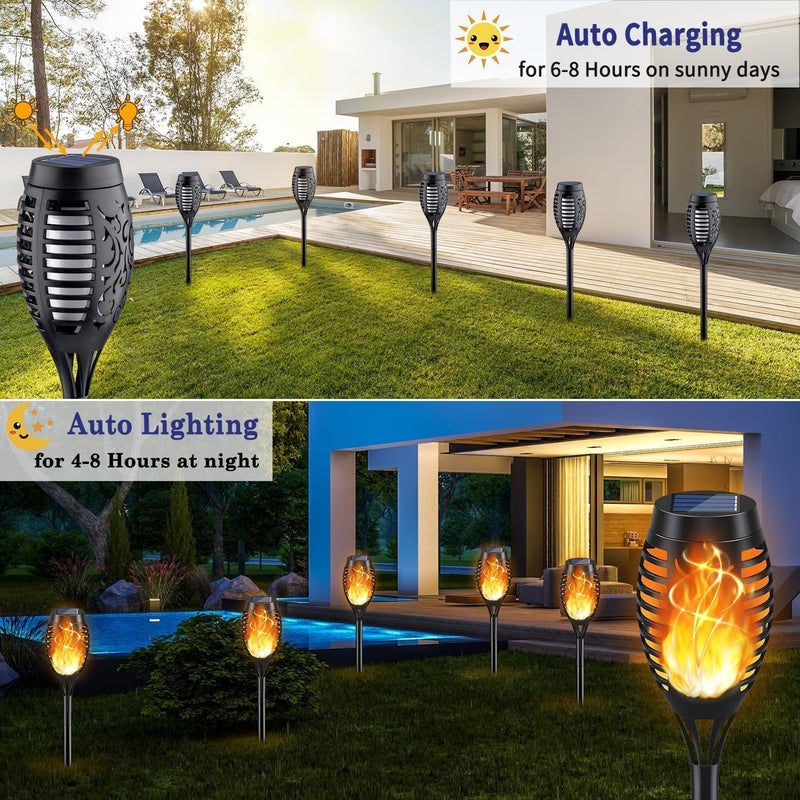 KYEKIO Solar Lights for Outside, 16Pack Solar Flame Torch Light, Garden Light Outdoor Waterproof, Solares Pathway Lights Outside for Yard Decorations, Flame Torches Outdoor Lighting Lawn Patio Art - Image 3